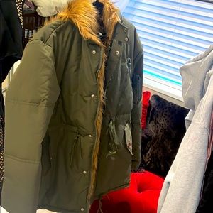 Olive green winter coat